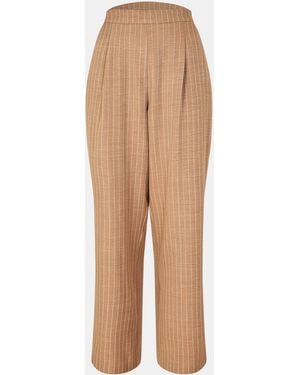Biba Striped Wide Leg Trousers - Natural