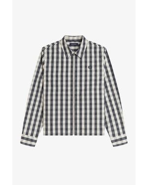 Fred Perry Long Sleeve Patterned Shirt - Black