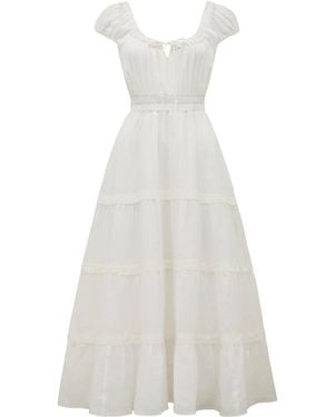 Forever New Tuscany Trim Detail Midi Dress - White