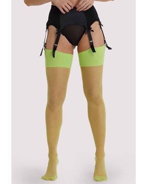 Playful Promises Acid Lime Seamed Stockings - Green