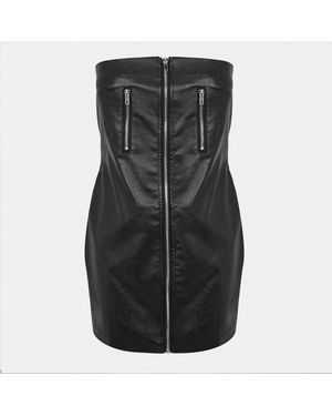 Missy Empire Zip Front Faux Leather Mini Dress - Black