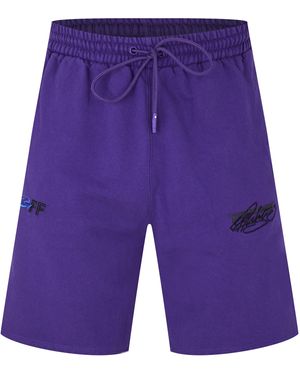 Off-White c/o Virgil Abloh Embroidered Skate Fleece Jogger Shorts - Purple