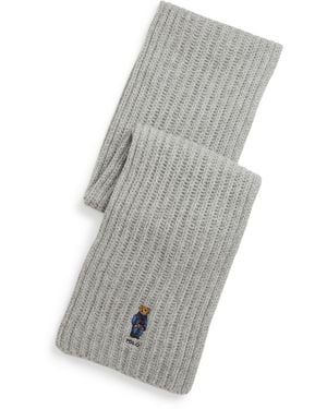 Polo Ralph Lauren Polo Bear Wool Embroidered Midweight Scarf - Grey