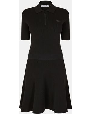 Lacoste Towelling Relaxed Fit Dressing Gown - Black