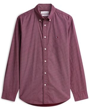 Tommy Hilfiger Cotton Long-Sleeve Geometric Print Shirt - Purple