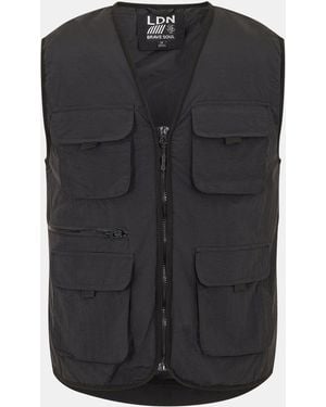 Brave Soul Padded Utility Vest With Zip - Black