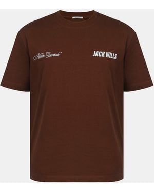 Jack Wills Script Mix Cotton Short Sleeve Oversized T-Shirt - Brown