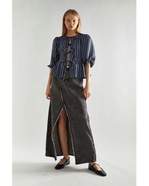 Glamorous Stripe Tie-Front -Top - Blue