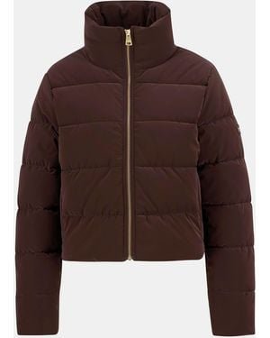 Barbour Hudson Faux Velvet Long Sleeve Short Puffer Jacket - Brown