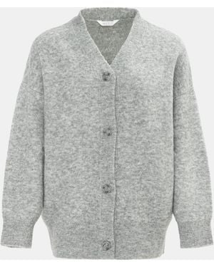 Miso Knit V Neck Button Cardigan - Grey