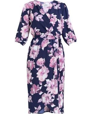 Gina Bacconi Keeley Floral Print A Line Dress - Blue