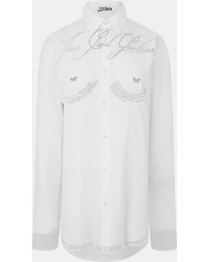 Jean Paul Gaultier Tailored Collar Button-Through Shirt Dress - White