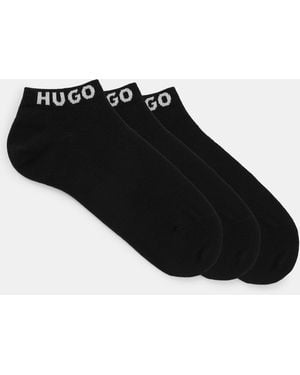 HUGO Three Pack Logo Cuff Ankle Socks - Black