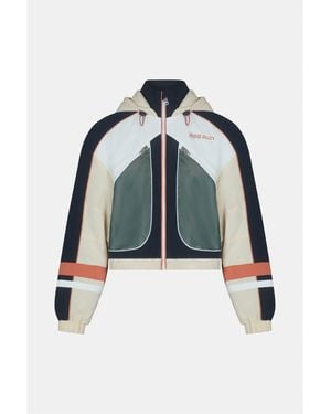 Red Run Hooded Nylon Track Jacket - Blue