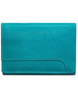 PRIMEHIDE Leather Velura Clip Frame Trifold Purse - Blue