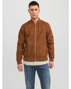 Jack & Jones Faux Suede Bomber - Brown