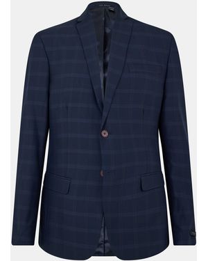 Ted Baker Rust Check Suit Jacket - Blue