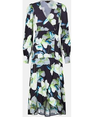 Biba Printed Wrap Dress - Blue