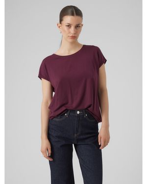 Vero Moda Ava Plain Short Sleeve T-Shirt - Purple