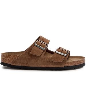 Birkenstock Arizona Sfb Suede Flat Sandals - Brown