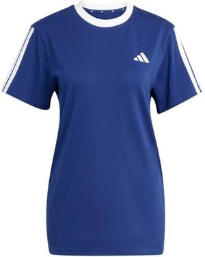 adidas Essentials 3 Stripe T-Shirt - Blue