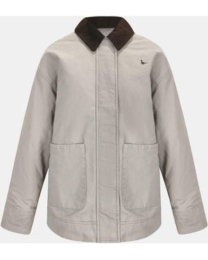 Jack Wills Barn Cotton Wind Resistant Long Sleeve Short Puffer Jacket - Grey
