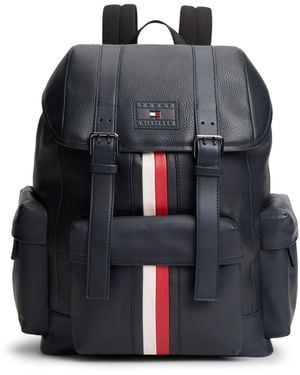 Tommy Hilfiger Signature Stripe Leather Backpack - Blue