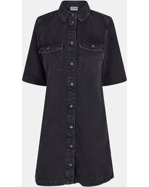 Noisy May Short Sleeve Denim Shirt Dress - Blue