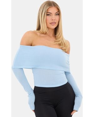 I Saw It First Jersey Long Sleeve Bardot Top - White