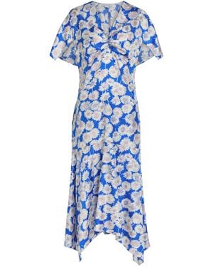 Stella McCartney Daisy Print Silk Tea Dress - Blue