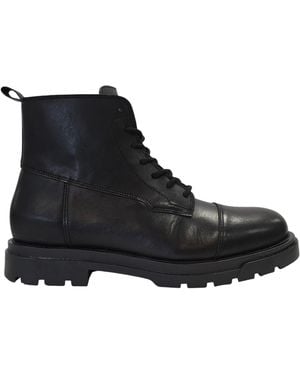 Firetrap Albon Leather Ankle Lace Up Hiker Rugged Boots - Black