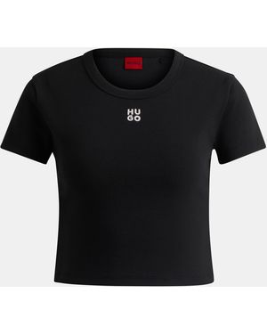 HUGO Delanor Cropped T-Shirt - Black