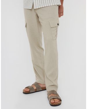 Threadbare Linen Cargo Trousers - Natural