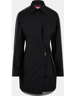 DIESEL Structured Button-Down Shirt Dress - Black