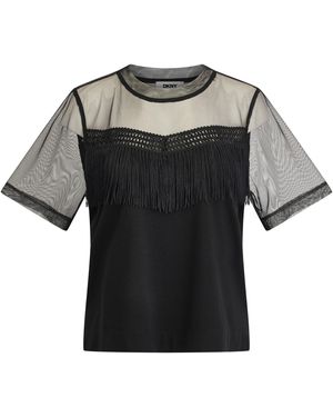 DKNY Fringe Top Ld63 - Black