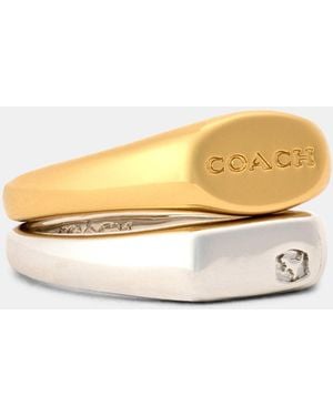 COACH Signet Oval Titanium Stack Rings - Yellow