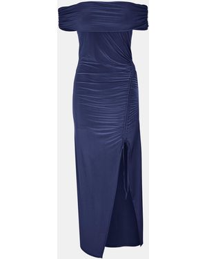 Biba Bardot Maxi Slinky Dress - Blue