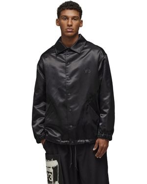 Y-3 Graphic Long Sleeve Coach Jacket - Black
