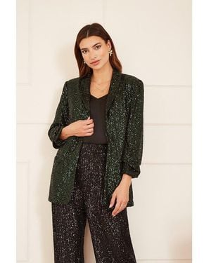 Yumi' Sequin Blazer With Pockets - Black
