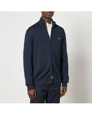 GANT Cotton Zip Cardigan - Blue