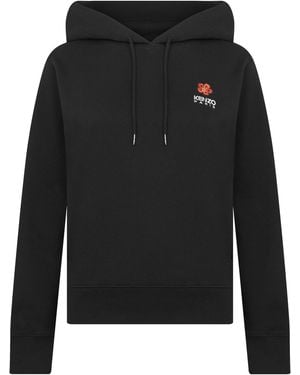 KENZO Floral-Applique Hoodie - Black