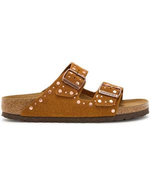 Birkenstock Arizona Rivet Suede Flat Sandals - Brown