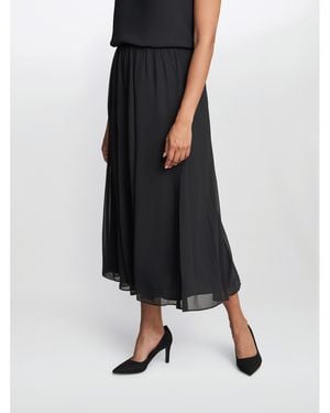 Gina Bacconi Annalise Flowing Chiffon Midi Skirt - Black