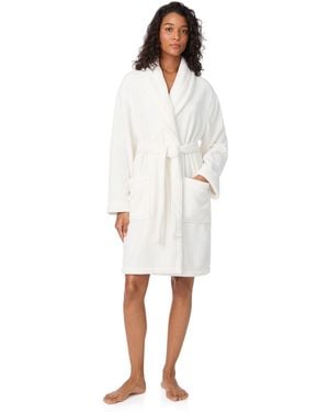DKNY Plush Relaxed Fit Dressing Gown - White
