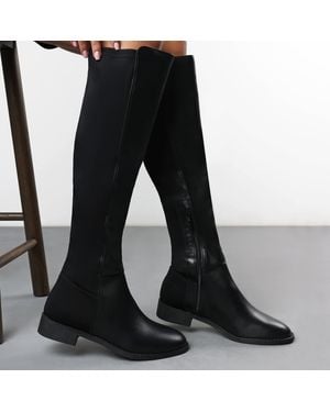 Where's That From Pull-On Knee High Boots - Black