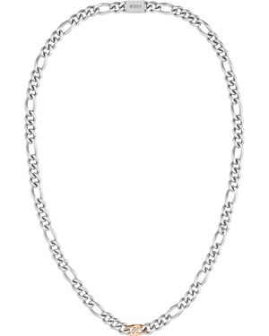BOSS Rian Stainless Steel Figaro Magnetic Chain Necklace - Metallic