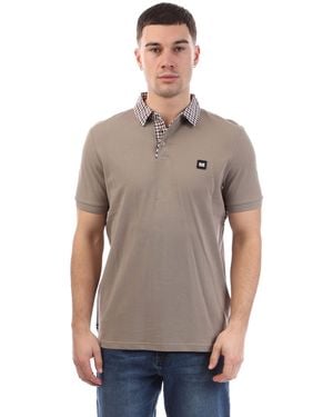 Weekend Offender Nicks Check Collar Polo Shirt - Grey