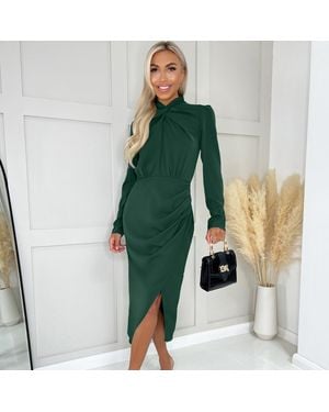 AX Paris High Knot Neck Wrap Midi Dress - Green