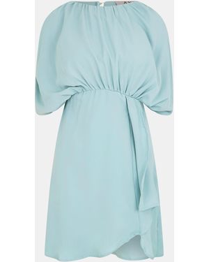 AX Paris Duck Egg Batwing Gathered Top Mini Dress - Blue