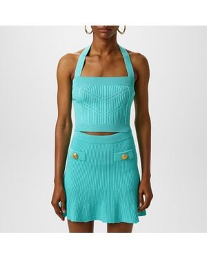 Balmain Halterneck Knitted Top - Blue